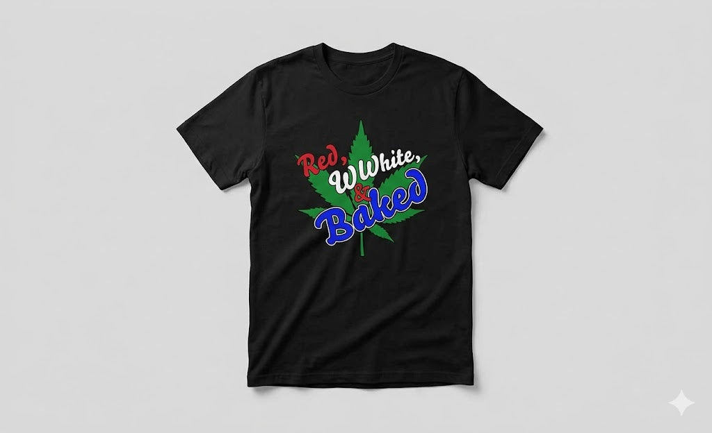 Unique Expressions Patriotic T-shirt - Red, White, and Baked