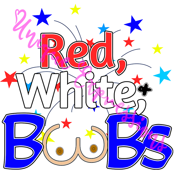 Unique Expressions Patriotic T-shirt - Red, White, & Boobs