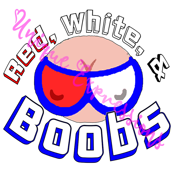 Unique Expressions Patriotic T-shirt - Red, White, & Boobs
