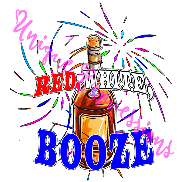 Unique Expressions Patriotic T-shirt - Red, White, & Booze